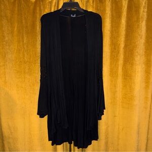 Black Long Sleeve Cardigan with Lace Details